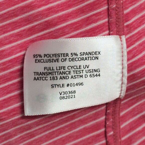 Coolibar Devi L/S Fitness T-Shirt Salmon Striped Crew Neck Raglan 01496 Size M - Picture 9 of 12